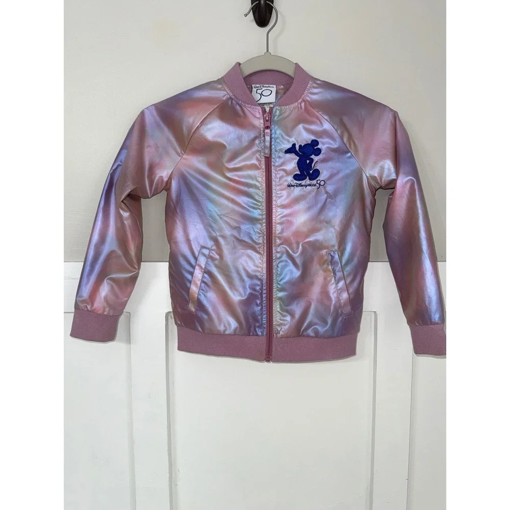 Disney World 50th Anniversary Iridescent Mickey Mouse Bomber Jacket Kids Small